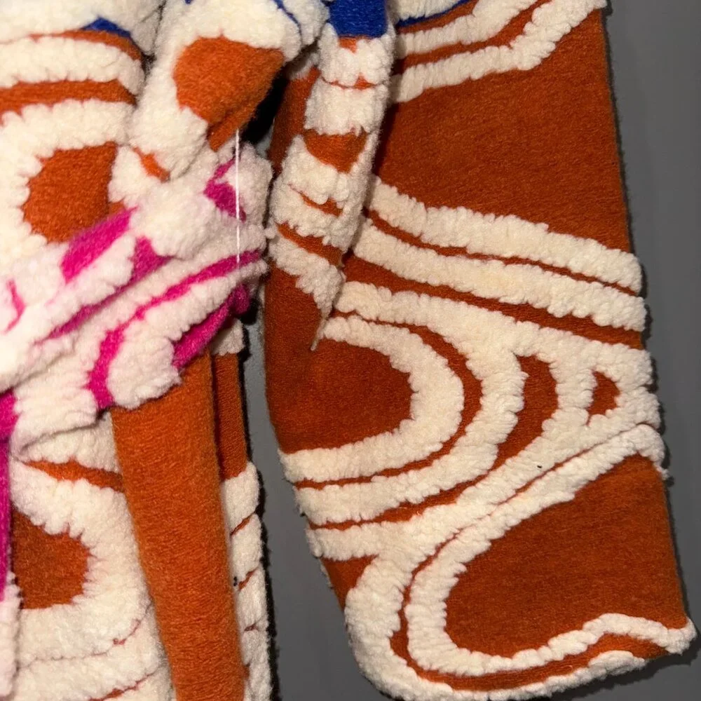 NWT Farm Rio Wool Blend Hearts Fleece Oversized Coat Size M Multicolor - Picture 3 of 6